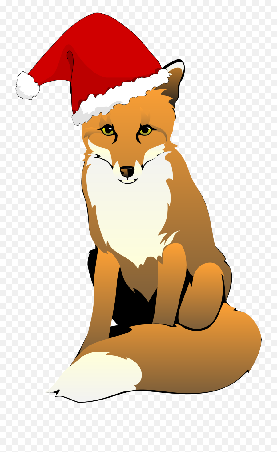 Graphic Image Of A Fox In A Christmas Hat - Fox With Christmas Hats Emoji,Santa Hat Transparent Background