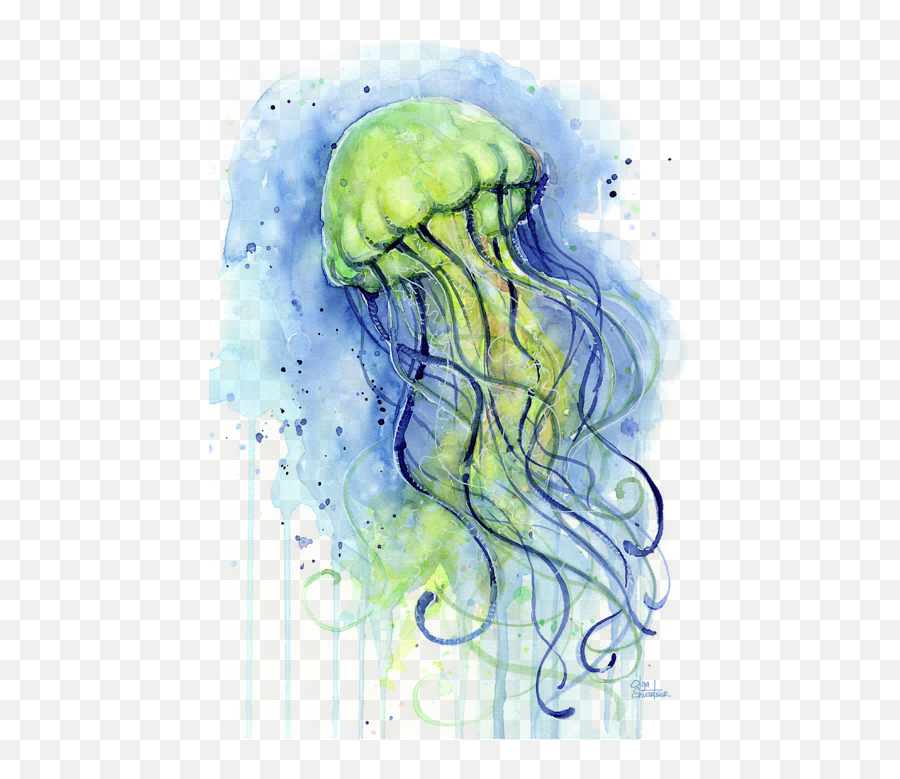 Jellyfish Watercolor Spiral Notebook - Jellyfish Watercolor Painting Emoji,Jellyfish Transparent Background