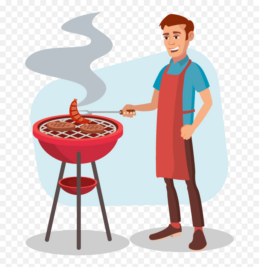 Bbq Cooking Man Png Transparent - Cooking Meat Vector Emoji,Grilling Clipart