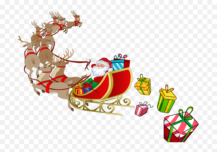 Library Of Christmas Image Royalty Free Santa Sleigh Png - Father Christmas On Sleigh Clipart Emoji,Christmas Clipart