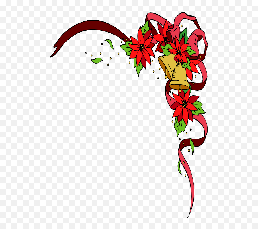 Christmas Bells Border Clip Art - Clip Art Border Poinsettia Emoji,Blessings Clipart
