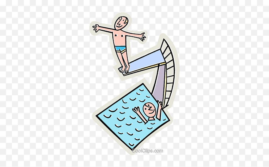 Swimming Pool With Diving Board Royalty - Clipart Diving Board Emoji,Board Clipart