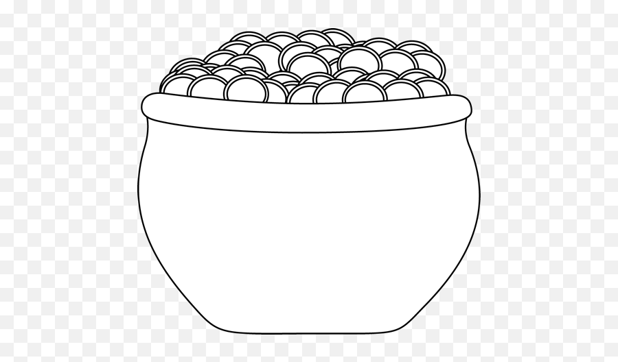 Black And White Pot Of Gold Clip Art - Pot Of Gold Clipart Black And White Emoji,Pot Of Gold Clipart