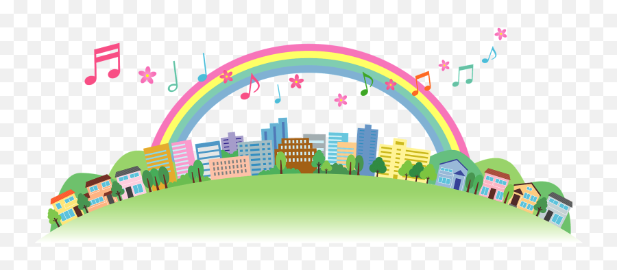 Rainbow Is Over A Cityscape Clipart Free Download Emoji,Cityscape Clipart