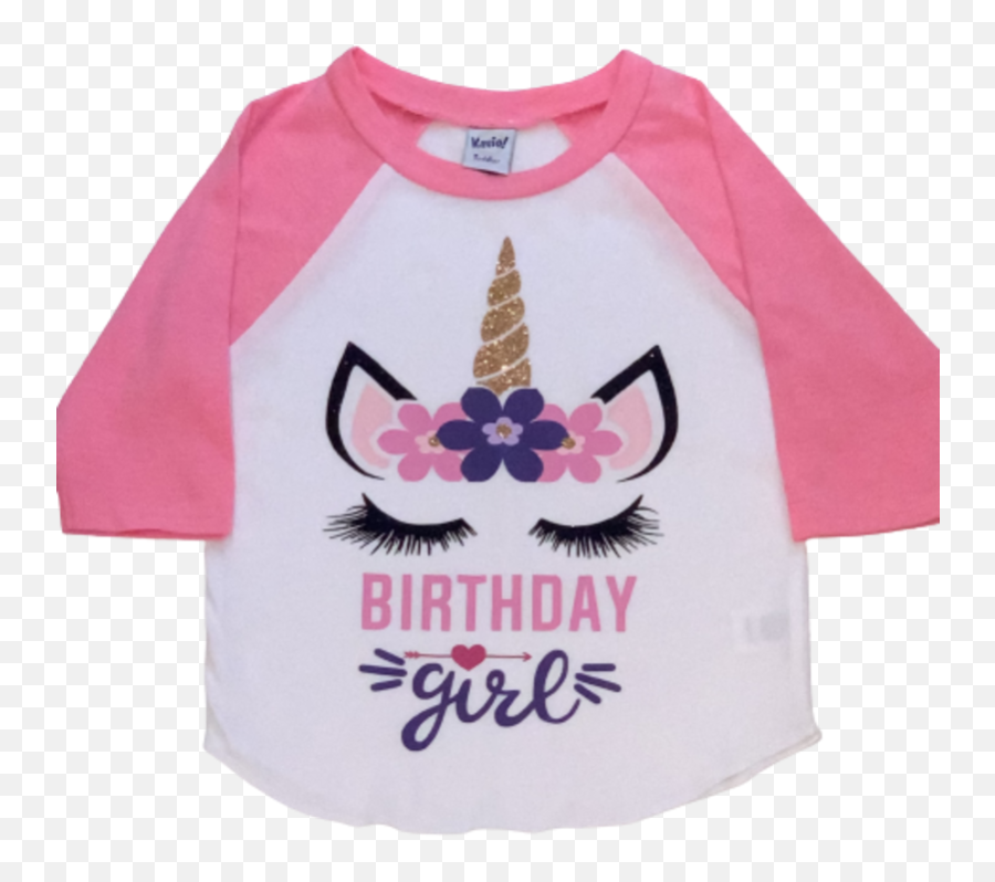Birthday Girl Unicorn Pink Baseball Tee - Bows U0026 Babes Emoji,Birthday Girl Png
