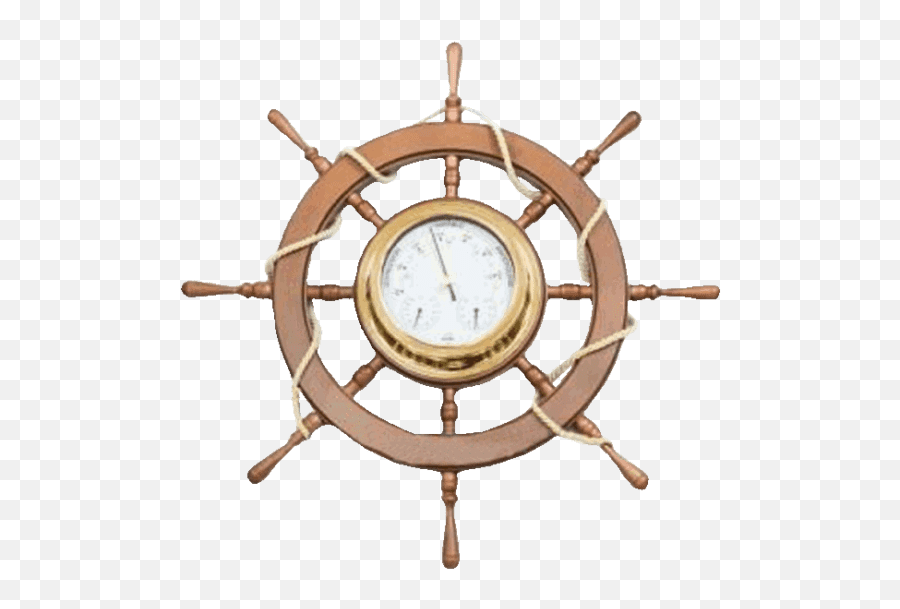 Download Ship Wheel Clock - Steering Wheel Boat Clipart Emoji,Steering Wheel Clipart
