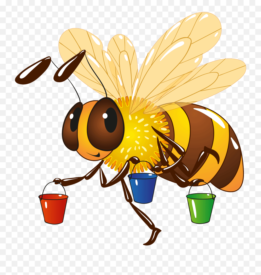 Bee With Buckets Clipart Free Download Transparent Png - Happy Emoji,Beehive Clipart
