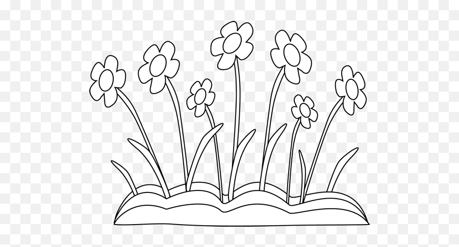 Black And White Spring Flower Patch Clip Art - Black And Flower Spring Clipart Black And White Emoji,Spring Clipart