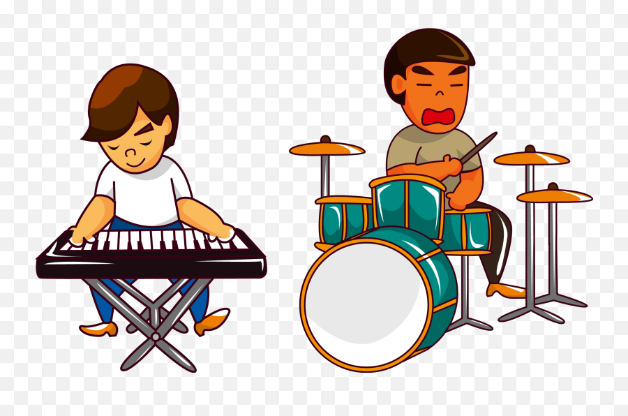 Drums Clipart Ensemble - Play The Drums Cartoon Emoji,Drums Clipart