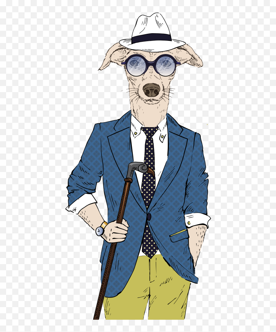 Puppy Clipart Png - Gentleman Dog Illustration Hipster Suit Illustration Emoji,Puppy Clipart