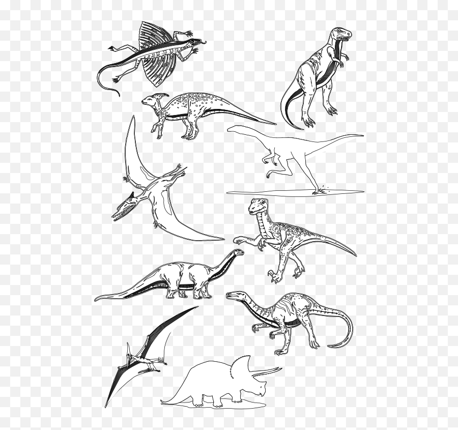Dinosaurs Black White Line Art Dinosaur 555px - Jurassic Emoji,Jurassic World Evolution Logo
