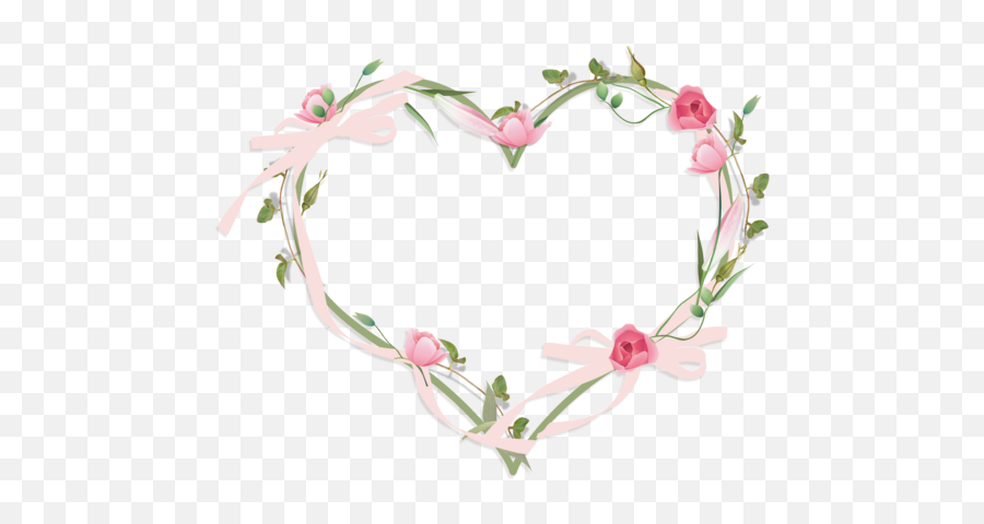 Hearts And Flowers Border Flower Heart Pink For Valentines Emoji,Transparent Heart Border