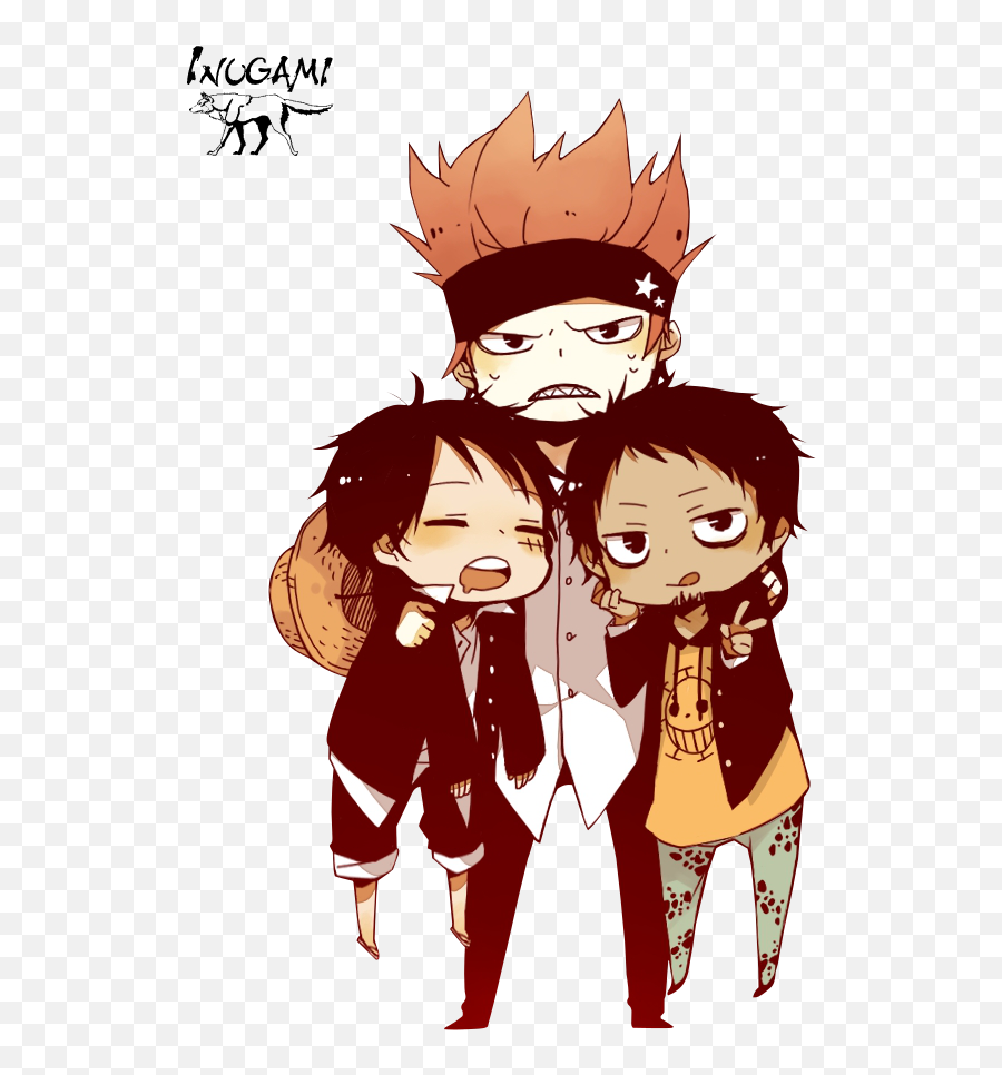 Luffy Chibi Png - One Piece Luffy And Law And Kid One Piece 3 Captain Chibi Emoji,Luffy Transparent