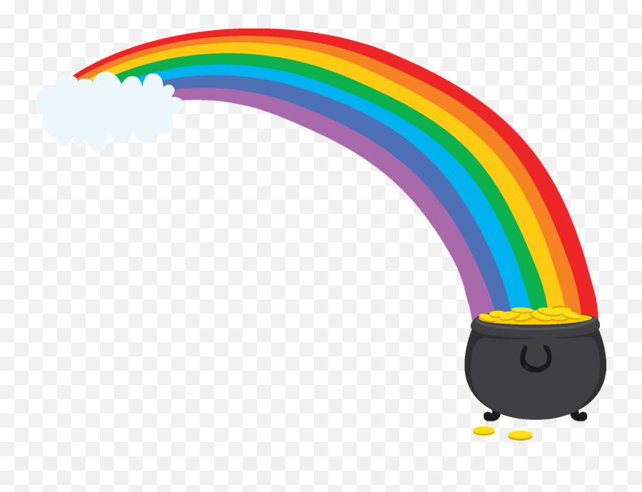 Rainbow And Pot Of Gold Clipart - Pot Of Gold Rainbow Clipart Emoji,Pot Of Gold Clipart