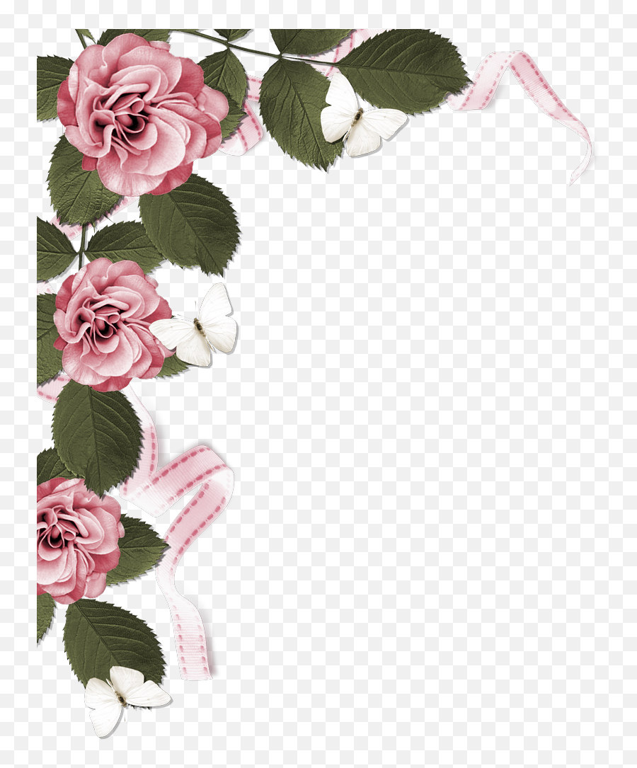 Rose Page Border - Dusty Pink Flower Borders Transparent Emoji,Transparent Page Border