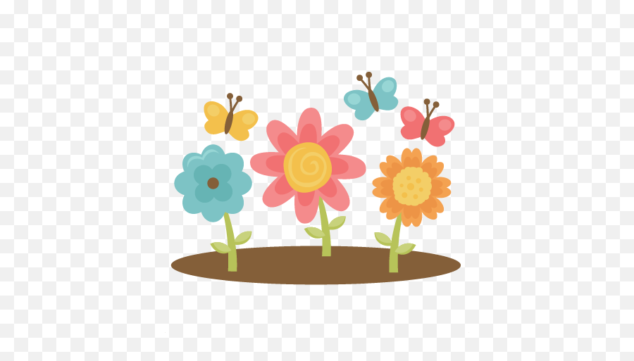 Spring Flowers With Butterflies Svg - Butterfly Flower Clipart Emoji,Spring Flowers Clipart