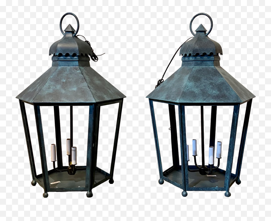 Pair Of Custom English Style Verdigris Copper Lanterns Ul Wired U2014 Wolf Hall Antiques Emoji,Copper Png