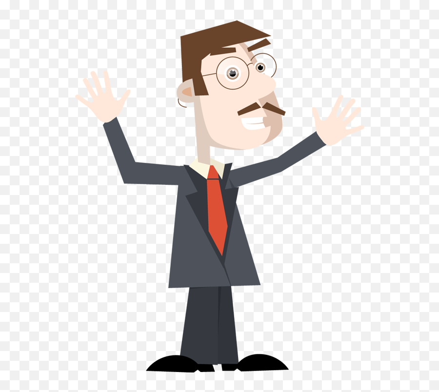 Businessman Excited With Hands Up - Business Man Raise Hand Clipart Emoji,Excited Clipart