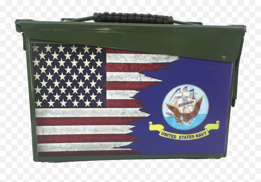 Download Hd Dual Us Navy Flag Custom Ammo Can - Usa Flag Stars And Stripes Square Emoji,Us Navy Logo Vector