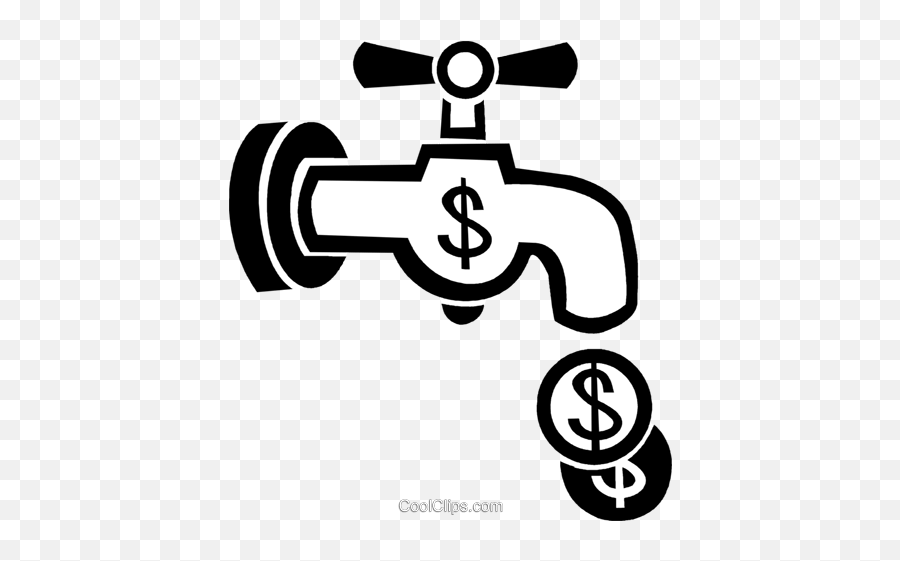 Faucet Of Money Royalty Free Vector Clip Art Illustration - Money Faucet Clipart Emoji,Faucet Clipart