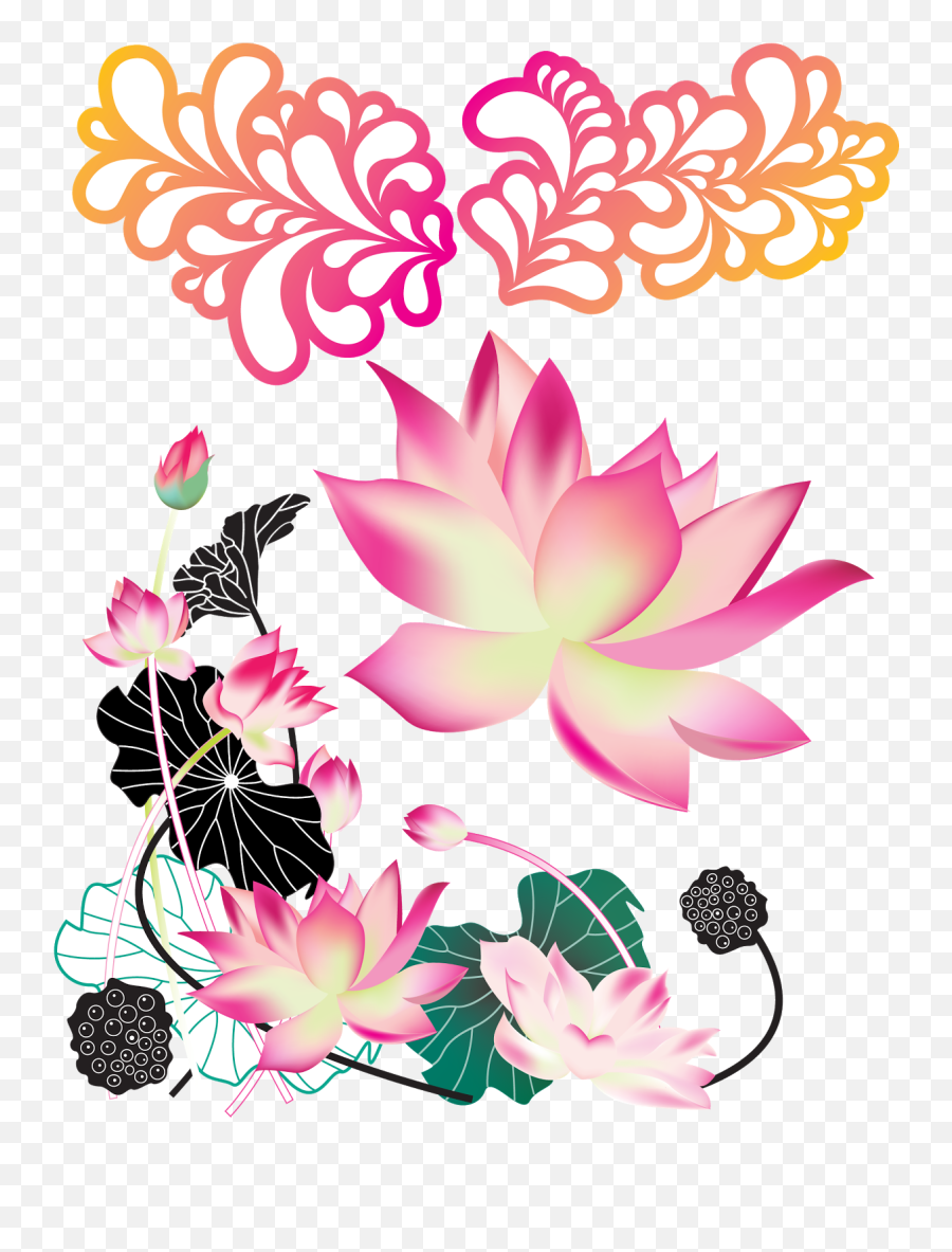 Flower - Lotus Vector Transparent Png Original Size Png Emoji,Flower Vector Png