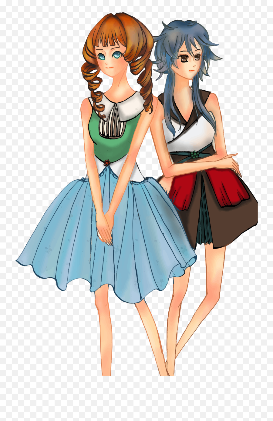 Two Anime Girls Clipart - Comic Characters Of Girls Emoji,Girls Clipart