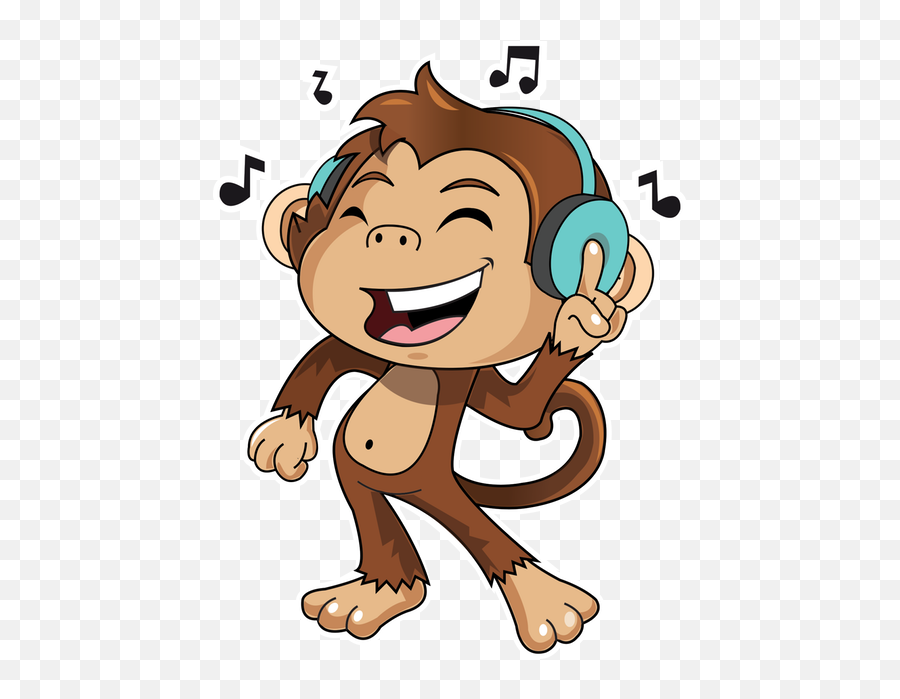 Cute Monkey Stickers Messages Sticker - 1 Emoji Listening To Monkey Sticker Png,Listening To Music Clipart