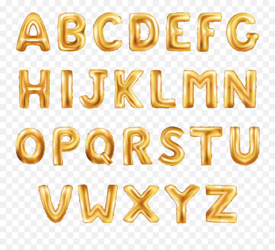 Golden Word Balloon Letter Font - Letters Balloons Png Emoji,Transparent Letters