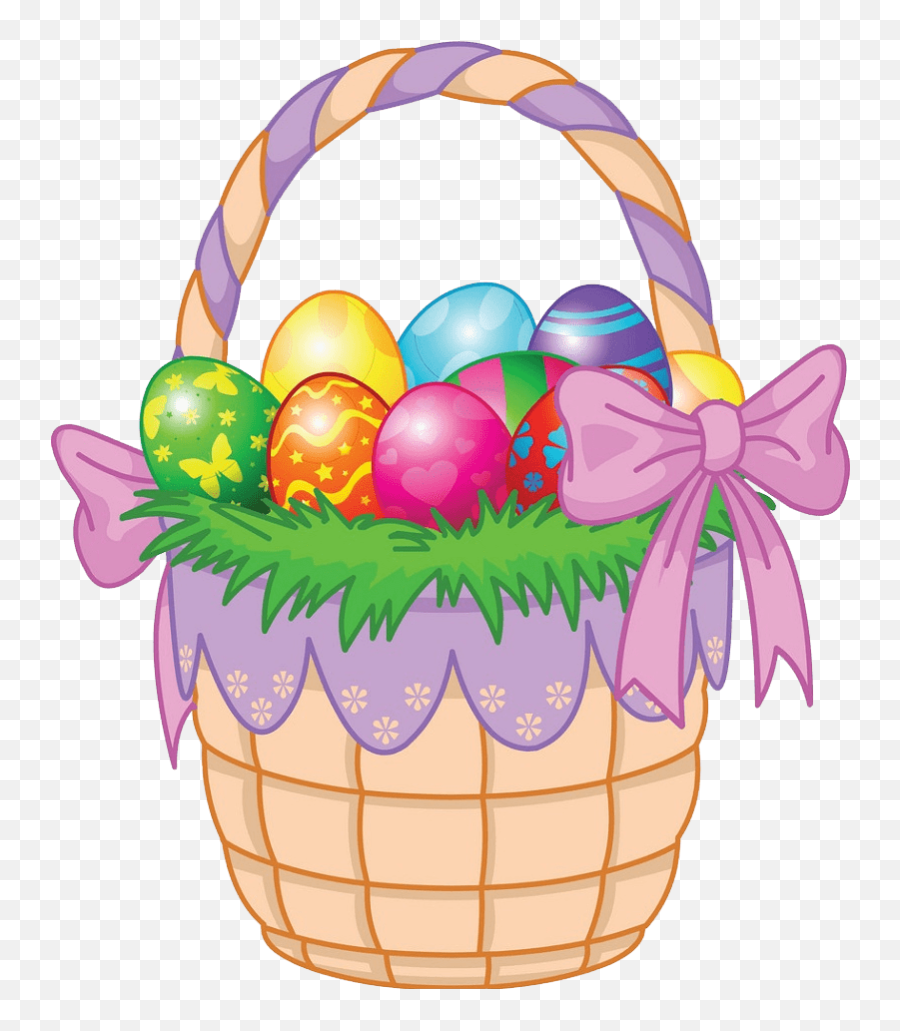 Basket With Easter Eggs Clipart - Easter Baskets Clipart Transparent Emoji,Easter Egg Clipart