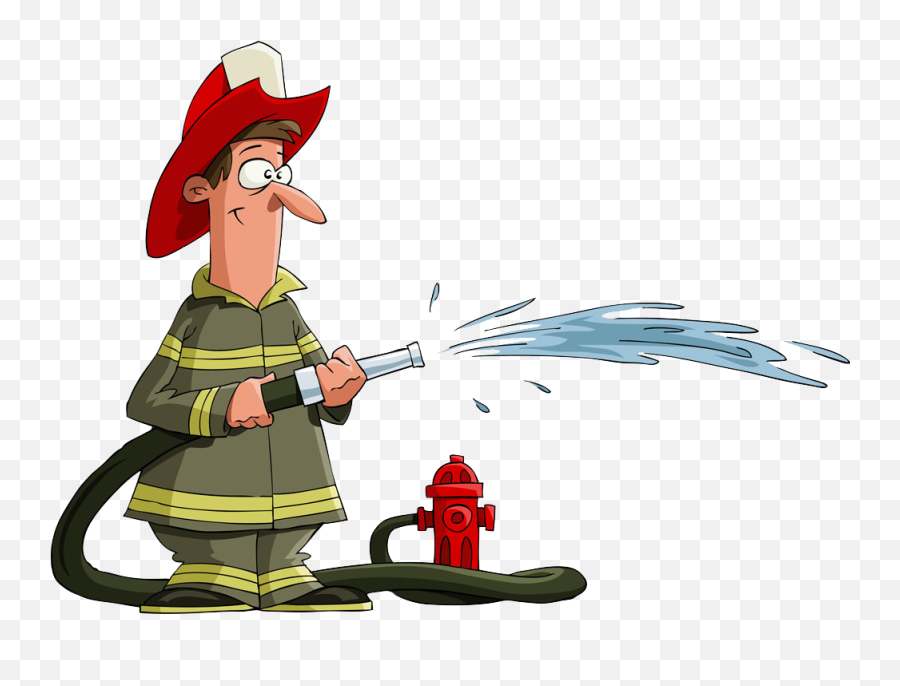 Firefighter Clipart Hose Drawing - Firefighter Cartoon Png Emoji,Firefighter Clipart