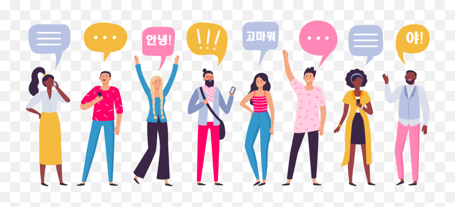 Eight People Communicating With Korean - Covid Communications Emoji,Grammar Clipart
