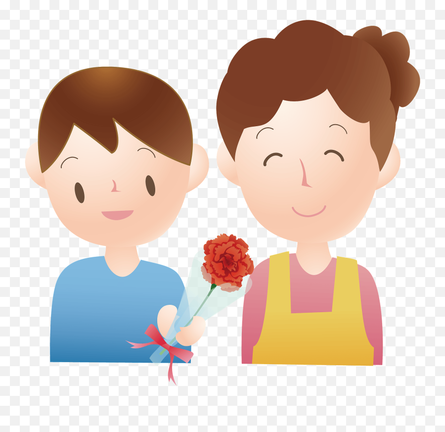 Son Giving A Carnation For Motheru0027s Day Clipart Free - Niño Con Un Clavel Animado Emoji,Happy Mothers Day Clipart