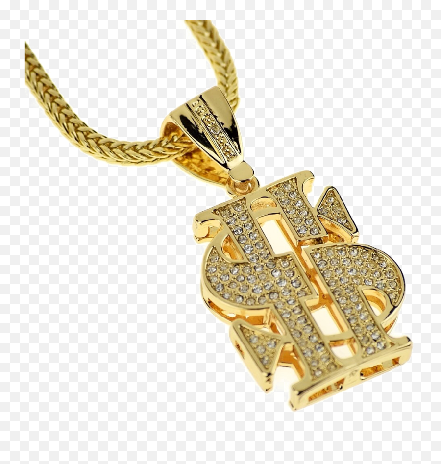 Thug Life Dollar Gold Chain Png Transparent Image - Necklace Emoji,Gold Chains Transparent