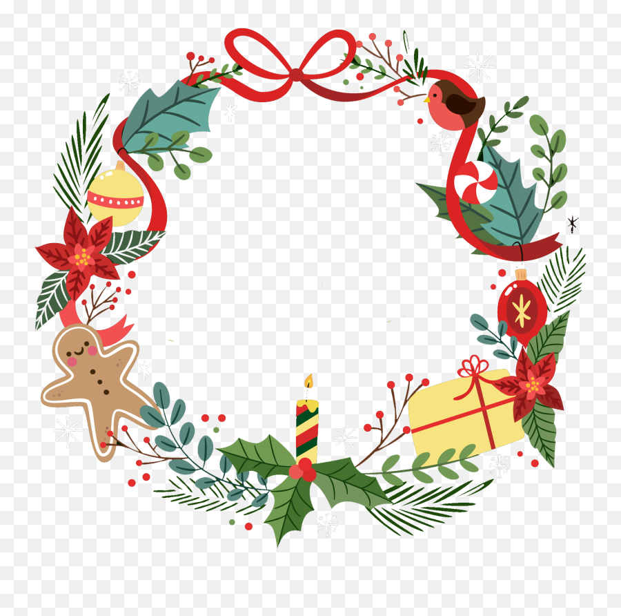 Rustic Christmas Wreath - Vector Christmas Wreath Clipart Emoji,Christmas Wreath Clipart
