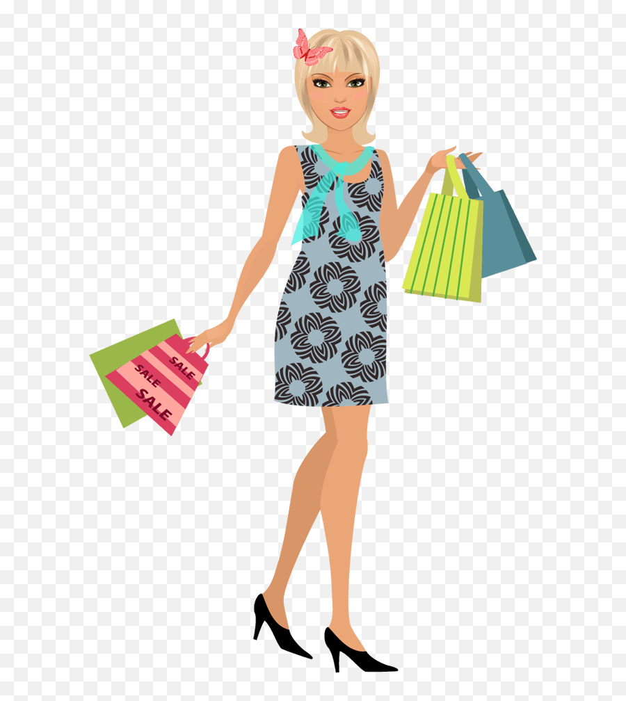 Clipart Girl Holding Shopping Bag - Girl Holding Shopping Bags Transparent Emoji,Shopping Bag Clipart