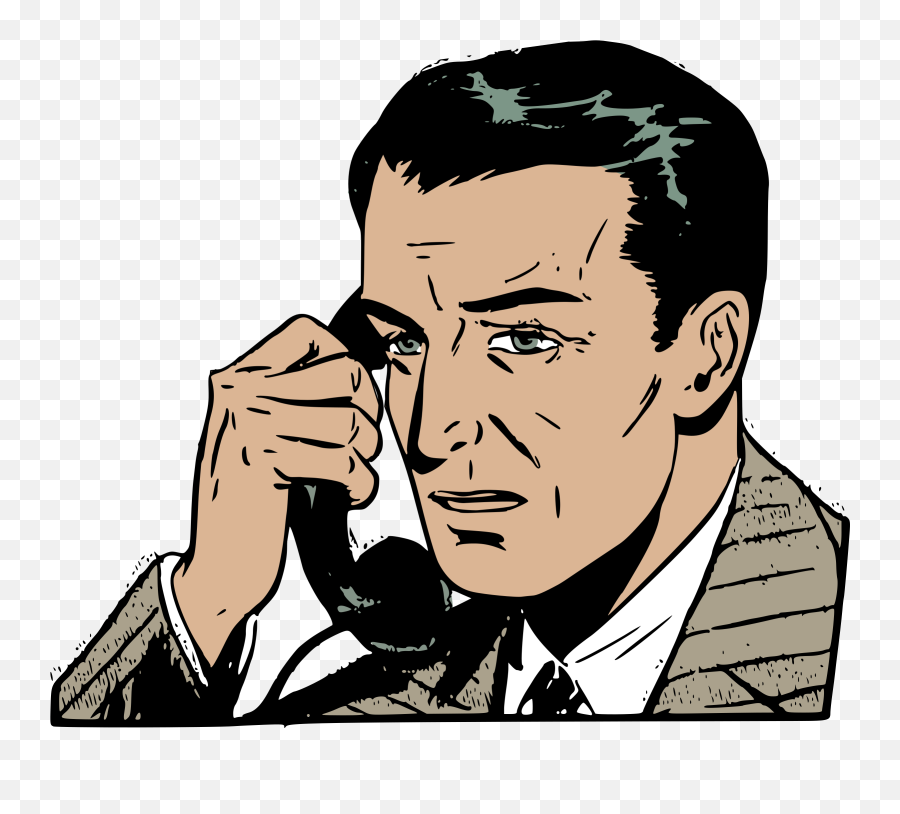 Clipart Guy On Phone Man - Clip Art Man On Phone Png Cartoon Man With Telephone Emoji,Scarey Clipart