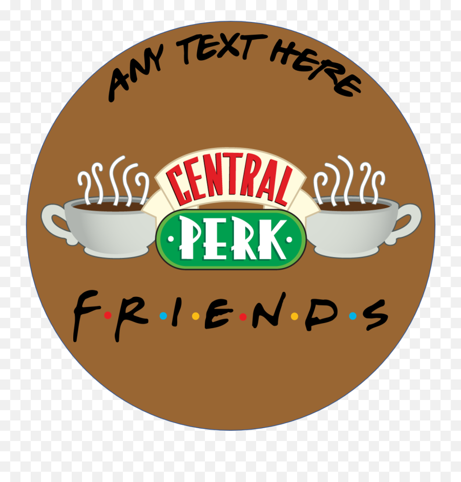 Friends Cake Topper Set Central Perk Round Personalised - Soho Emoji,Central Perk Logo