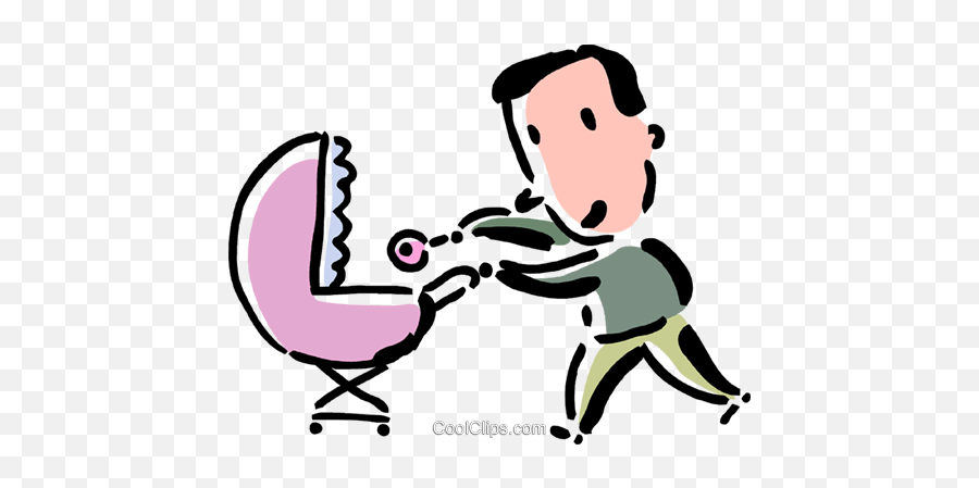 Father Pushing Baby Carriage Royalty Free Vector Clip Art Emoji,Baby Carriage Clipart