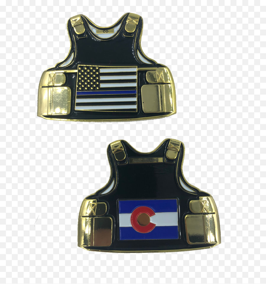 D - 007 Colorado Leo Thin Blue Line Police Body Armor State Flag Challenge Coins Emoji,Colorado Flag Png