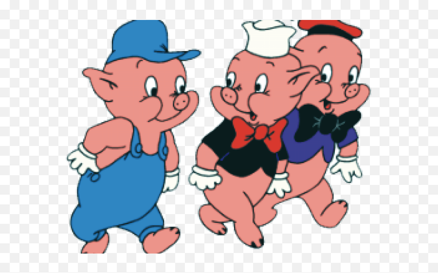 Pig Clipart Three Little Pig - 3 Little Pigs Clipart Png Cartoon 3 Pigs Emoji,Pigs Clipart