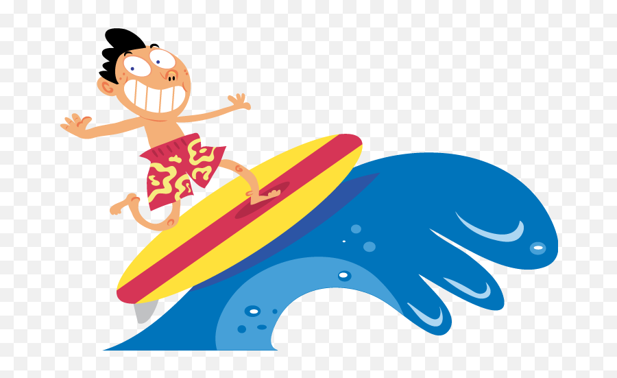 Surf On The Beach Cartoon Clipart - Surfing Cartoon Png Emoji,Surfing Clipart