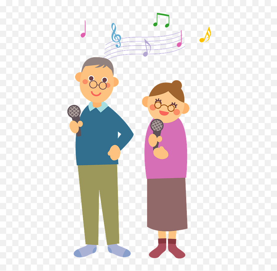 Old Couple Is Singing Karaoke Clipart Emoji,Karaoke Clipart