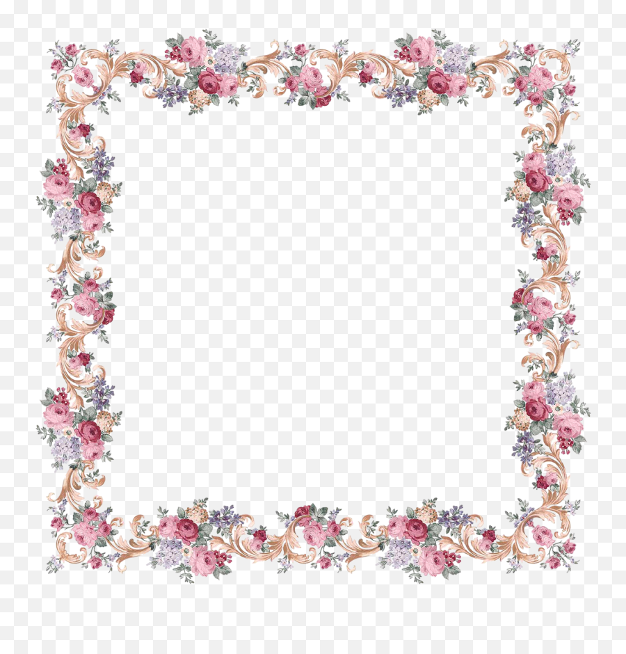 Papirolas Coloridas - Victorian Thank You Flower Border Emoji,Victorian Border Png