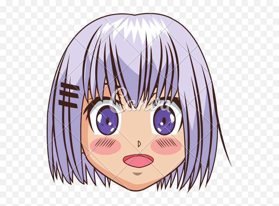 Anime Girl Face Png - Anime Girl Head Png Emoji,Anime Face Transparent