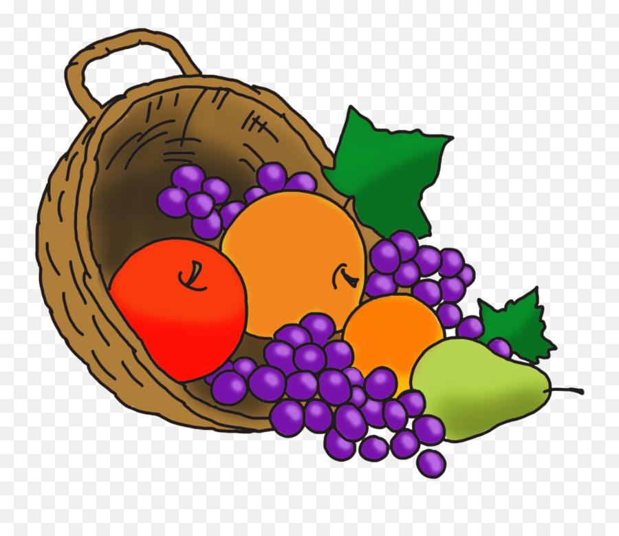 Happy Thanksgiving Clipart - Cornucopia With Fruit Clipart Emoji,Thanksgiving Clipart Transparent Background