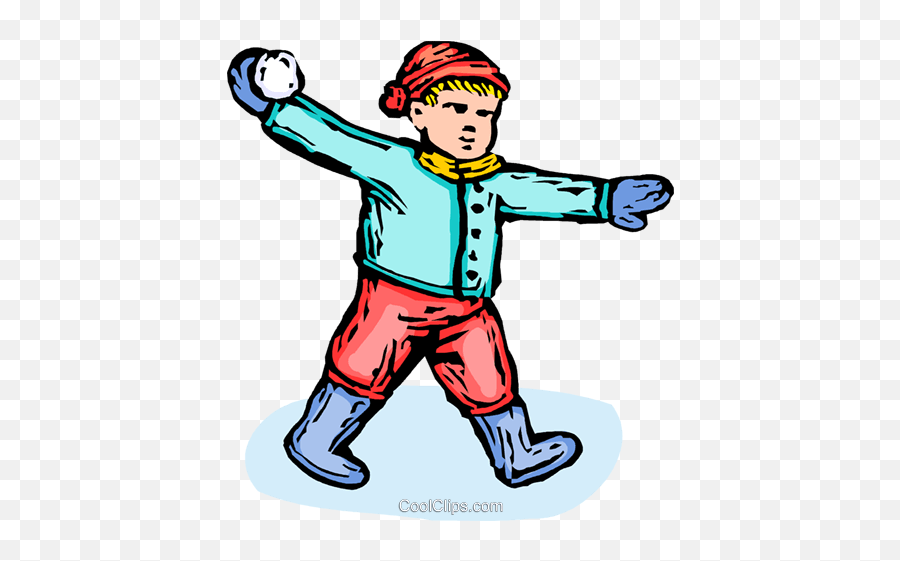 Boy Throwing A Snowball Royalty Free - Kids Throwing Snowballs Png Emoji,Snowball Clipart