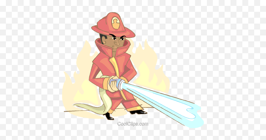 Firefighter Fighting A Fire Royalty - African American Fireman Cartoon Emoji,Fire Fighter Clipart
