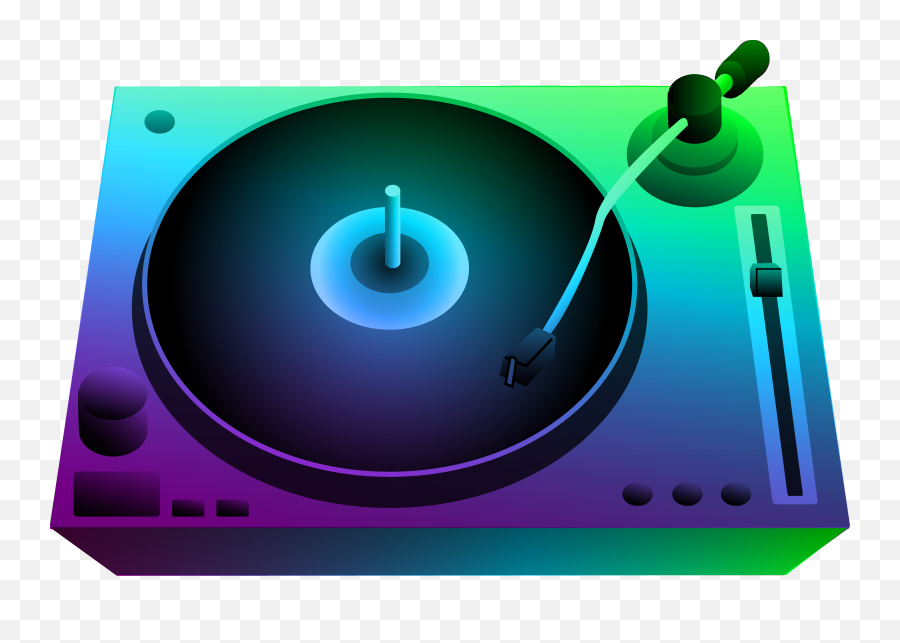 Dj Turntable Under Neon Lights - Free Clip Art Neon Dj Turntable Png Emoji,Record Clipart