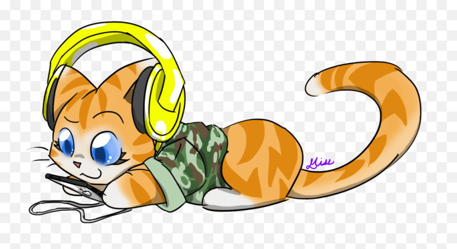Cat Listening To Music Clipart - Kartun Musik Keren Emoji,Listening To Music Clipart