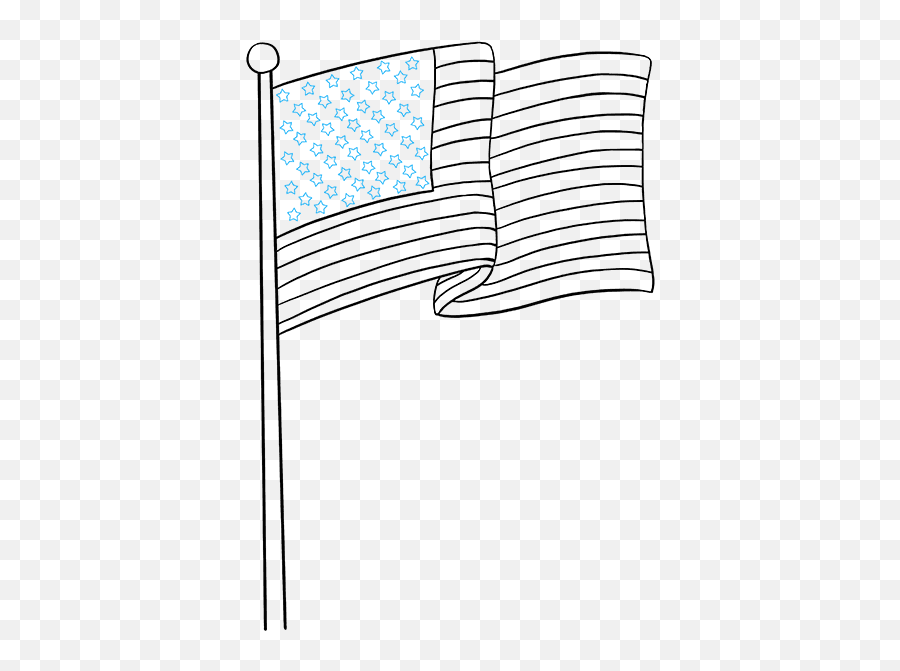 How To Draw The American Flag - Really Easy Drawing Tutoria Emoji,American Flag On Pole Png